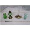 Image 2 : Aladdin Lamp, Green Lamp, 2 Green Chimneys
