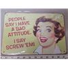 Image 1 : 8x 11 3/4 inch Aprox Tin Sign  Bad Attitude