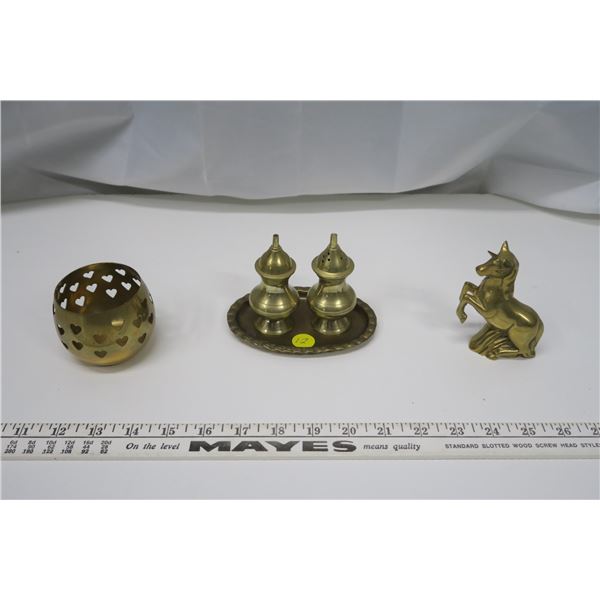 Brass S&P Set, Unicorn Figurine, Candle Holder