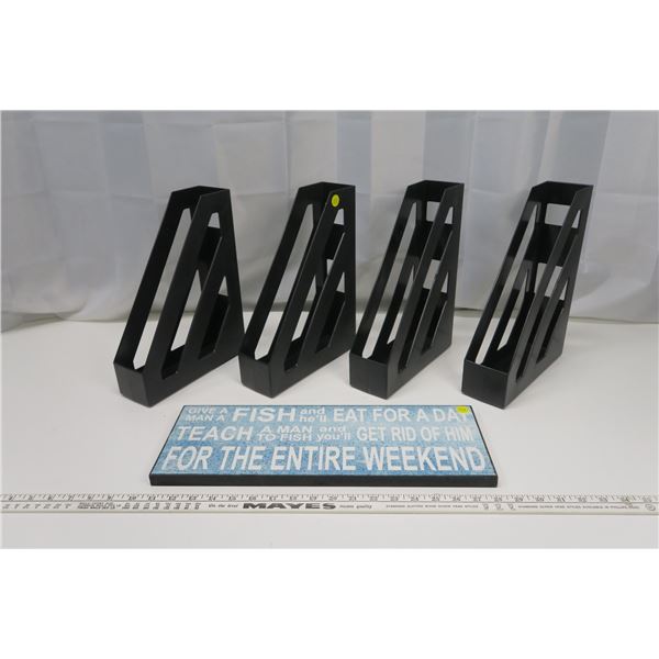 4 File Organizers & Funny Fish Sign