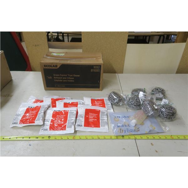 Unopened Case of Grease Express Fryer Cleaner, Stainless Steel Scrubbers