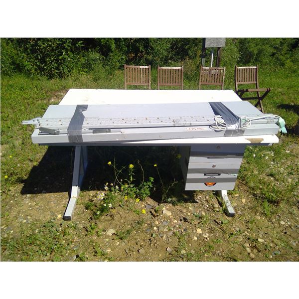 Large Steel Workbench with Overhead Light Fixture - 5' x 3'x 34"h