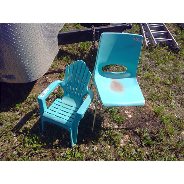 2 Light Blue Plastic Chairs