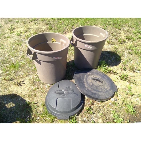 2 Brown Trash Cans