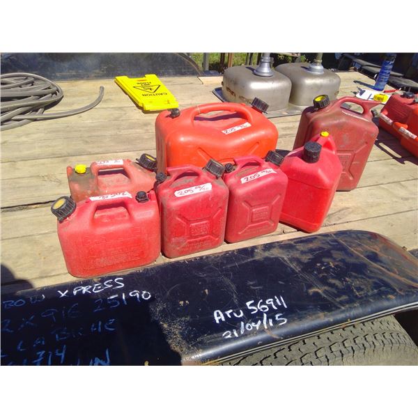 7 Assorted Jerry Cans - 5L, 10L, 20L