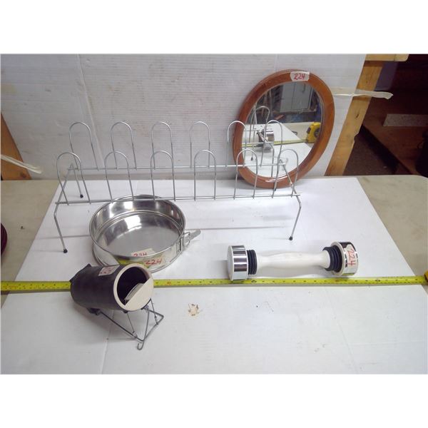 Lot of Misc. Items - Mirror, Drying Rack, Shake Weight, and Trap