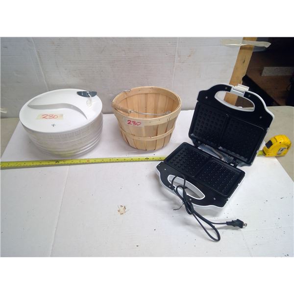 Lot of Misc. Kitchen Items - Mini Waffle Maker, Salad Tosser, and Basket