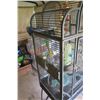 Image 5 : large grey bird cage with stand and misc items.