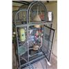 Image 6 : large grey bird cage with stand and misc items.