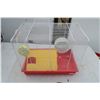 Image 1 : mid size bird cage, white with red bottom & accessories