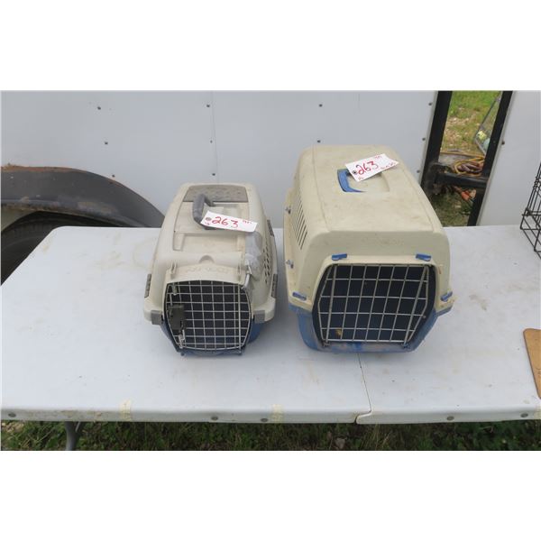 2 pet travel carriers, one small, one medsize.