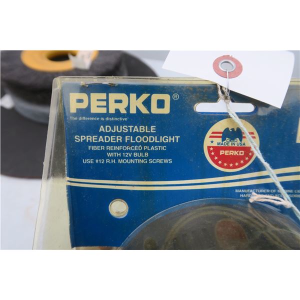 set of Perko adjustable floodlights unopened.