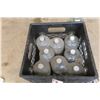 Image 1 : Black crate of 8 of the 16.4 oz mini propane tanks, unused.
