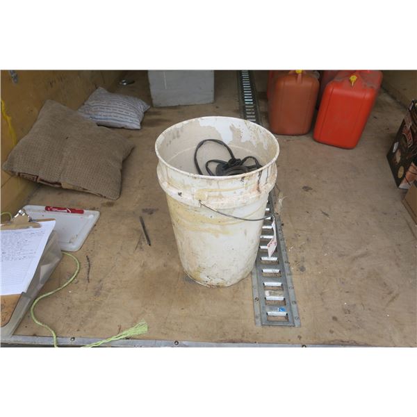 5 gal pail of nails, cords, and misc items.