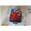 Image 1 : Large blue bin of misc horse tack, blanket ect.