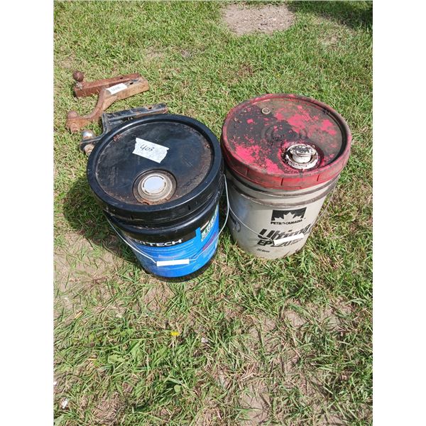 2 pails of Oil (1) New 15w40, (1) 1/2 full gear oil