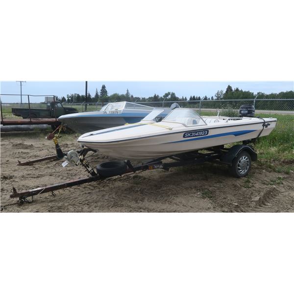 14ft. Glastron Boat & Trailer - Mercury 40 Engine, Runs Was Last Used Aug. 6. Fish Finder (working)