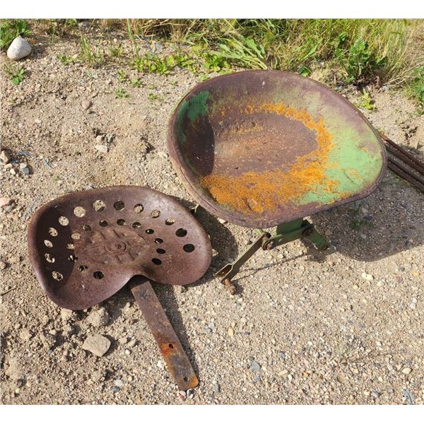Set of 2, Tin Tractor Seats, Small seat is cracked