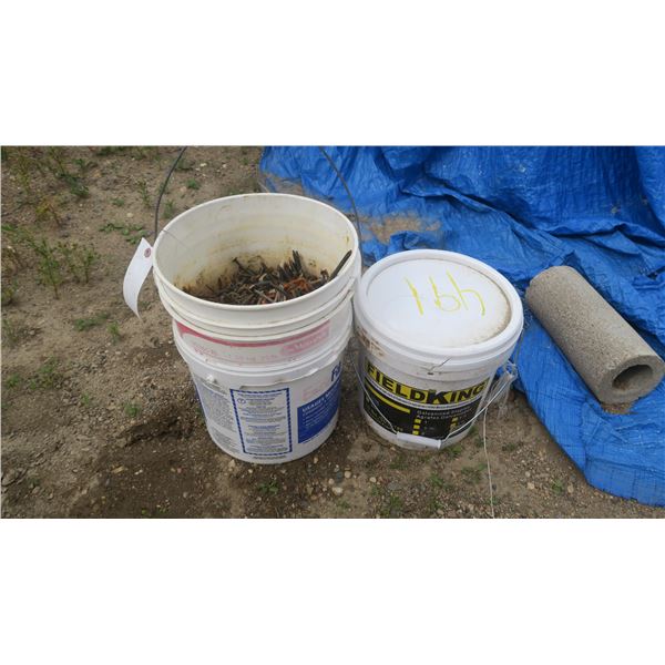 50lbs of 1-3/4" Galvanized Staples & Pail of Assorted Screws