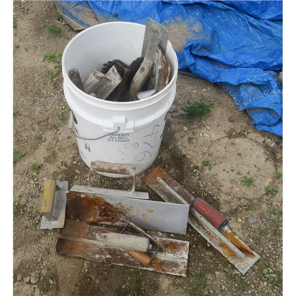 Pail Full of Concrete/Masonry Trowels