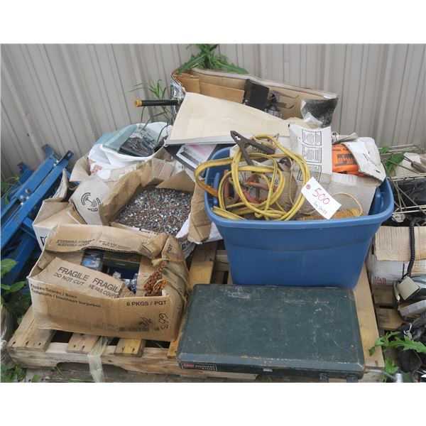 Pallet of Assorted Tools, Shop, Parts, Etc.