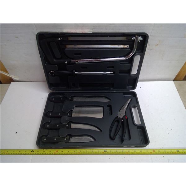 Butchering Set c/w Knives, Hacksaw, and Case