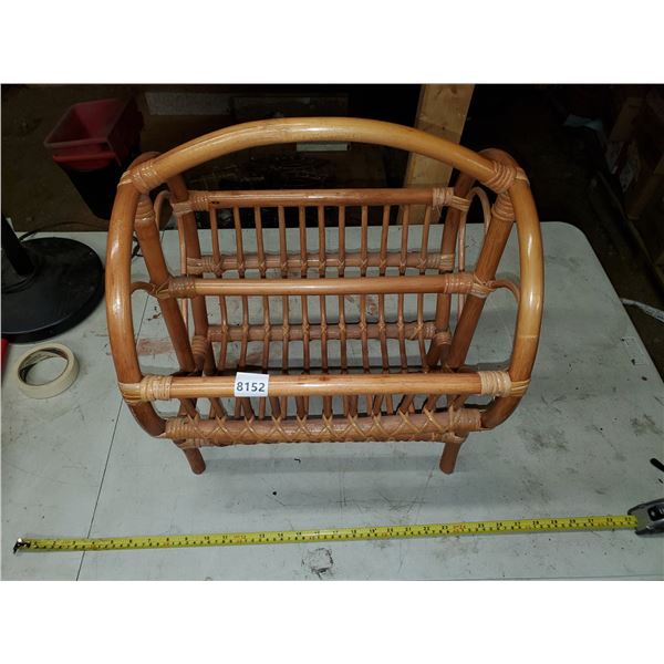 wooden wicker magazine stand