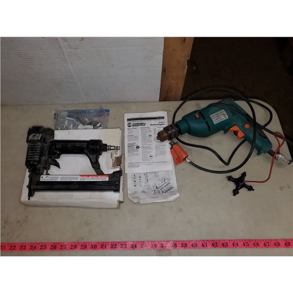 Campbell Hausfeld 2 in 1 nailer / stapler + 120V drill (working)