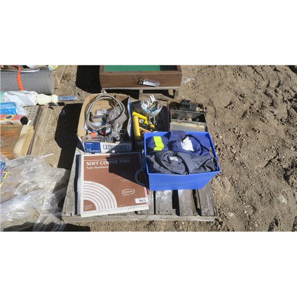 Pallet of Misc. - Coveralls, Plumbing, Etc.