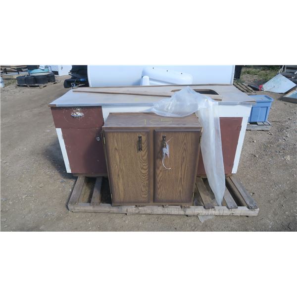 2 Wood Cupboards - 27x73x35H" & 14x30x32H"