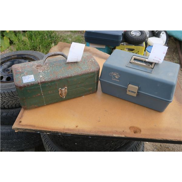 2 Large tackle boxes with misc hooks & other tackle inside.