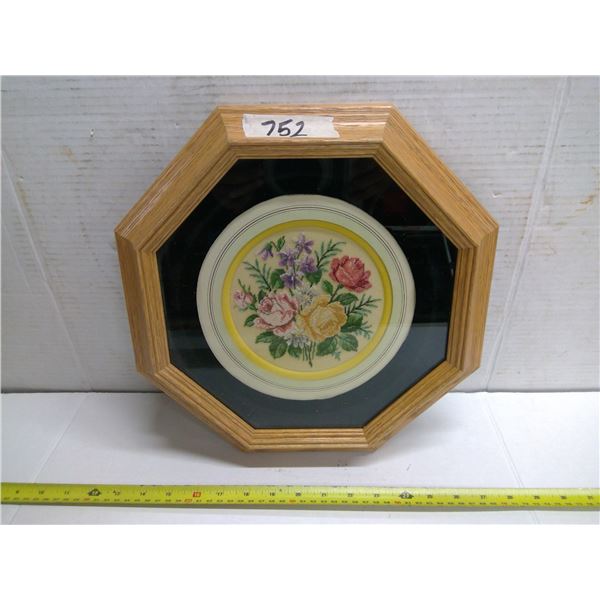 Framed Cross Stitch Flower Picture
