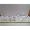 Image 1 : Lot of Assorted Glassware - Glass Bowl, 2 Stemed Water Glasses, and Milk Bottle