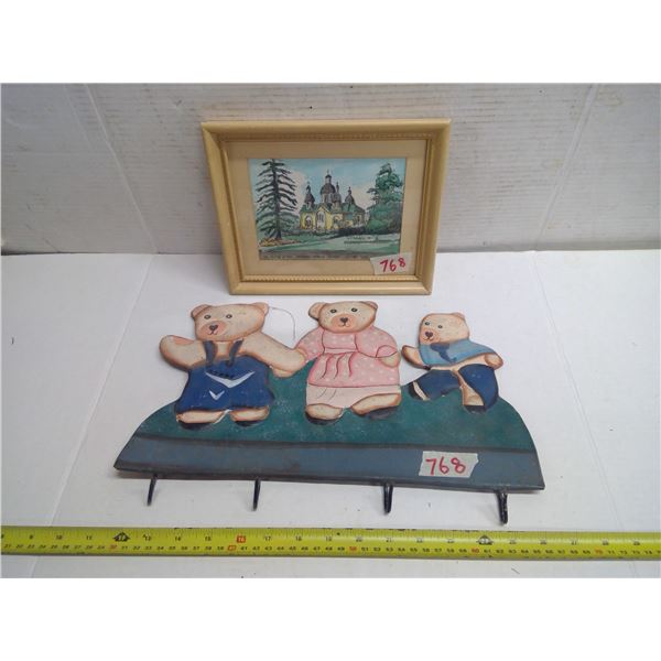 Framed Picture and Bear Key Hanger