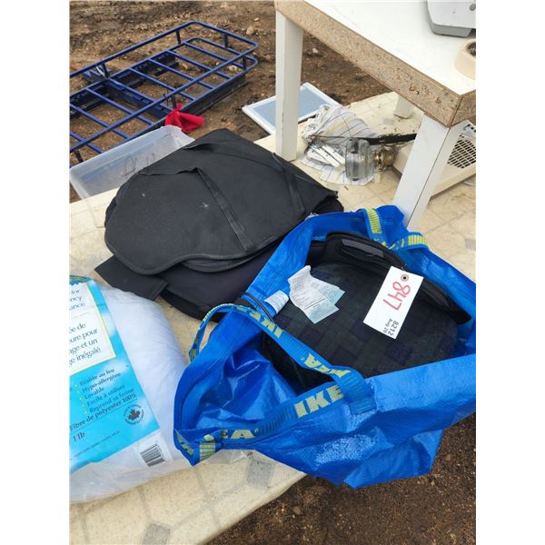 Misc. Lot - 2 Seat Covers, Seat Stuffer, Cushion, Small Black Bag