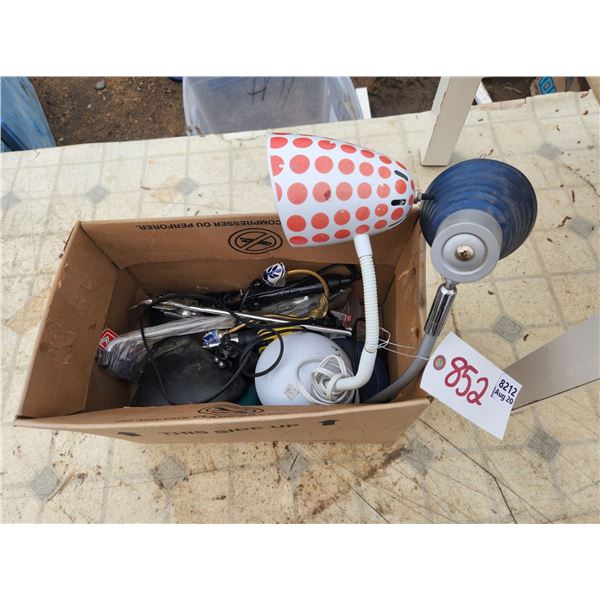 Misc. Box - 2 Reading Lamps, Bike Seat, Curling Iron