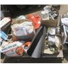 Image 1 : Pallet of Misc. - Life Jacket, Door Handles, Clays Discs, Blankets
