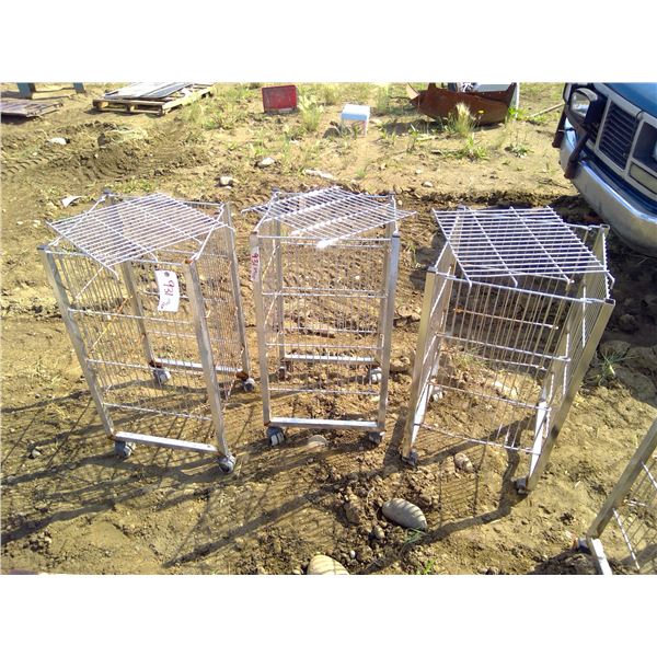 3 Wire Carts w/ Bottom Pieces - 17 1/2 x 17 1/2 x 34"h