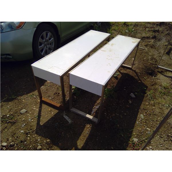 2x Metal Tables/ Benches - 56"x14 1/2"x20"h