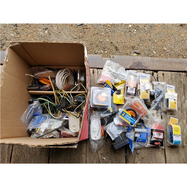 box of electrical - mainly trailer lights