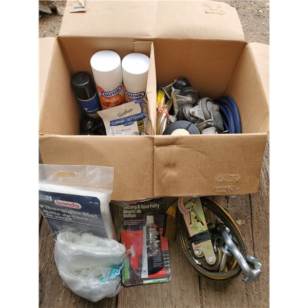 lot of casters, fiberglass, engine degreaser