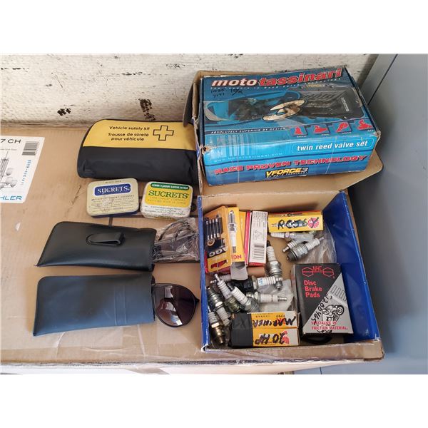 automotive spark plugsm twin reed valve set, safety kit