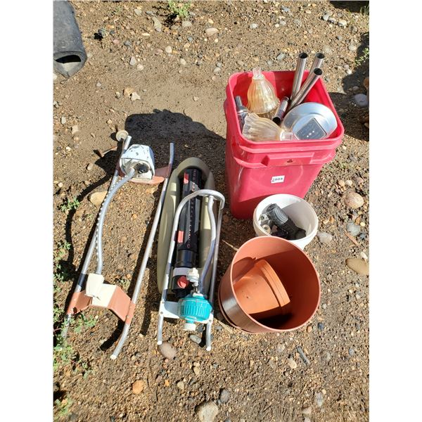 lot of garden - lights, sprinklers