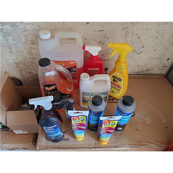 car wash, polish + other household chemicals