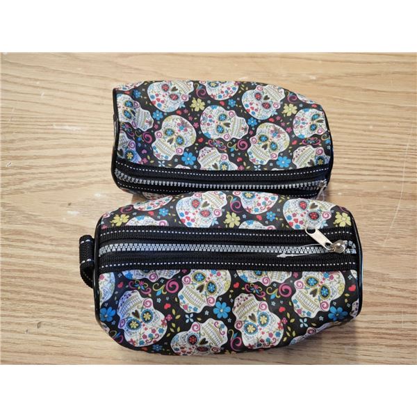 Set of 2, Day of the Dead Skulls Pencil Case, Square End