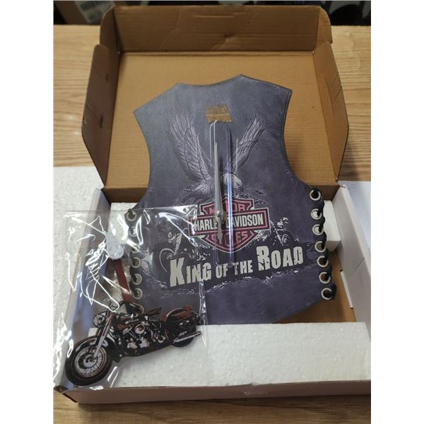Harley Davidson Vest Clock, with Motorcycle Pendulum, New in Box