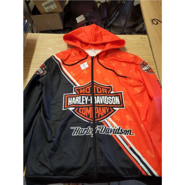 New Harley Davidson Sweater, Orange/Black Eagle, Says Mens L (More like Mens Small)
