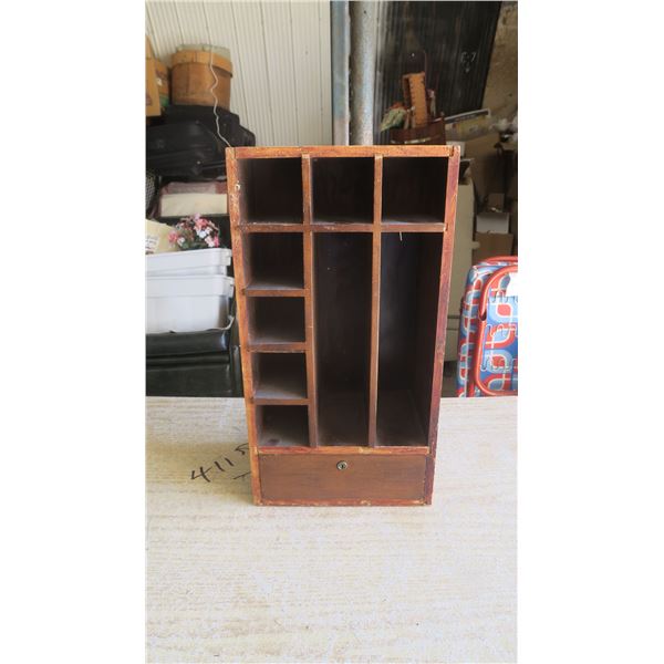Antique Wood Mail Cubby - 11x7x21H"