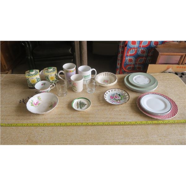 Assorted Dishes, Cups, Plates, Etc.