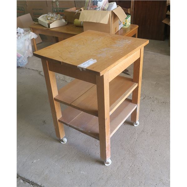 Wooden Shelf on Wheels - 17x19x25H"